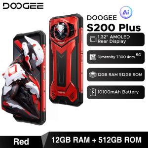 DOOGEE S200 Plus 5G AI Rugged Phone Dimensity 7300 1.32" Rear Display 12GB 512GB 6.72 10100mAh Battery 100MP Camera Smartphone