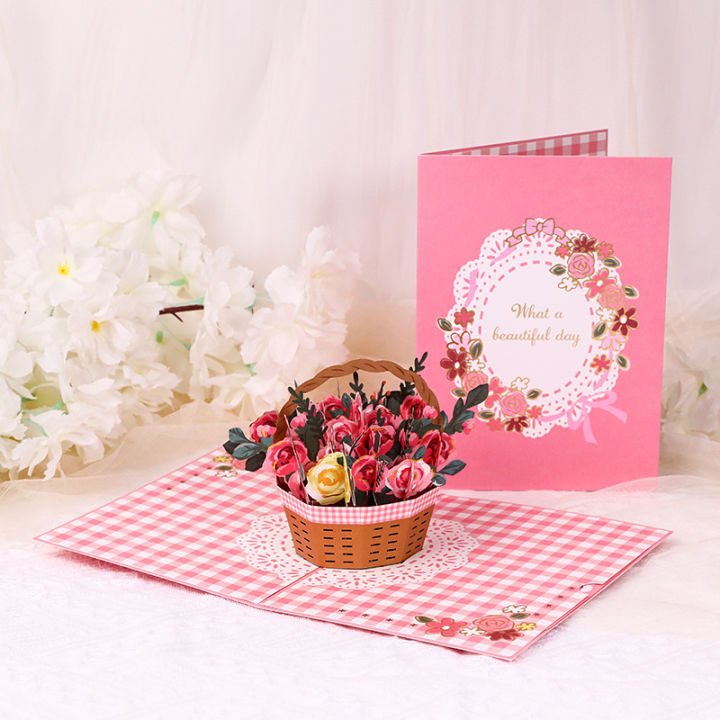 🔥HOT🔥 Flower Basket 3D Pop Up Greeting Card, 3D Card, Birthday Card for ...