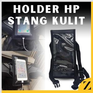 Holder Hp Motor Kain Kulit Tas Cover Pelindung Handphone Stang Setang Sepeda Motor Pengaman Ponsel Ojol Waterproof Anti Maling