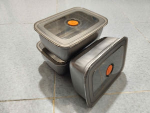 hộp Inox 1500ML 19x13.8H8.5 chống mùi nắp đậy tiện lợi cho thực phẩm tủ lạnh