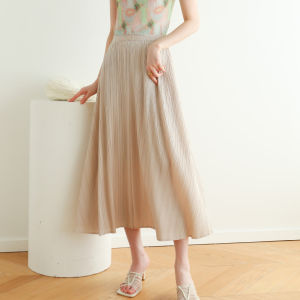 7666 Youthful Mid-Length Skirt (With Lining) Spring/Summer Pleated Versatile Casual One Size (45-75kg)