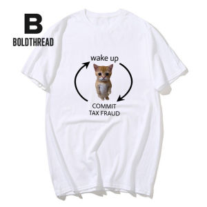 Wake Up Act Silly Cute Funny Cat Meme T Shirt Men Women Casual Fashion Short Sleeve T-Shirts Tops 100% Cotton Oversized T-Shirt 【Kks】
