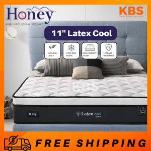 (FREE Shipping) HONEY Latex Cool 11 Mattress / 100% Authentic / Luxurious Cool Silk Fabric / Natural Latex / High Density Foam / Base Support Layer / 12 Years Warranty