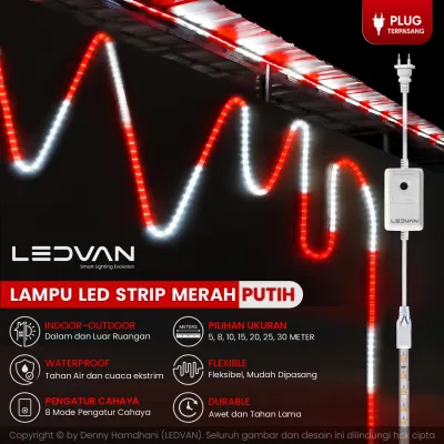 Lampu Merah Putih - Lampu LED Strip Merah Putih lampu dekorasi 17 Agustus agustusan lampu selang waterproof indoor outdoor 20m 30m 50m 100m lampu hias kantor rumah pagar taman pohon - LEDVAN