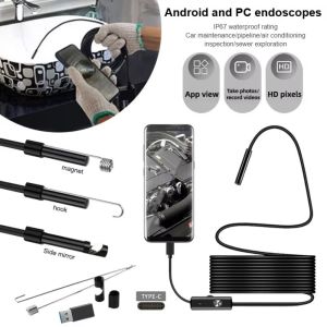 SIDSI 6 LED Lights Type-C Endoscope Camera IP67 Waterproof Adjustable Brightness Inspection Camera Multi-functional Flexible Design Borescope Camera Pipeline Inspection