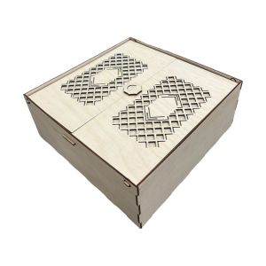 Wooden Gift Box 22x22x7cm | Geometric Laser-Cut Lid | Hamper Box | HL Makes - FB25-50