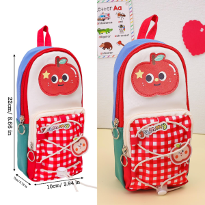 Dopamine Colorful Patchwork Pencil Case / Vertical Large Capacity Stationery Bag / Cute Cartoon Backpack Design Pouch / Practical Storage Supplies for Students Daily Use