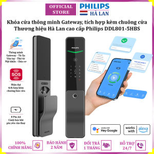 Bộ khóa cửa thông minh Gateway điều khiển từ xa vân tay thẻ từ mật khẩu và chìa cơ tích hợp kèm chuông cửa Philips DDL801-5HBS - Hàng nhập khẩu