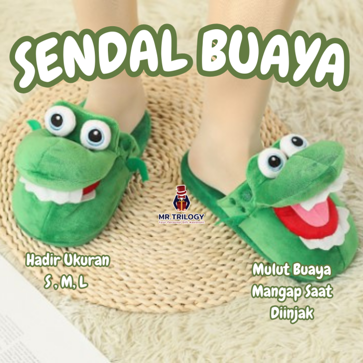 Sendal Buaya Mangap Saat Diinjak Sandal Buaya Lucu Mulut Terbuka Tertutup Anak Dewasa Viral Anti Licin