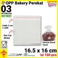 ThomasCup Plastik OPP 16,5x16 isi 100 Kantong Bening Kemasan Pizza Mini Roti Manis Kue Banana Bread Lem Seal. 