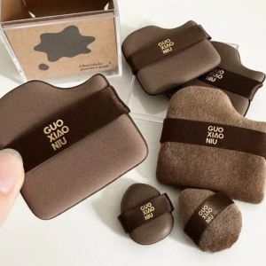 พัฟ6ชิ้นสีช็อกโกแล็ต GUOXIAONIU หนานุ่มใช้ดีไม่กินเนื้อแป้งหรือรองพื้น มีหลายขนาดให้เลือกใช้