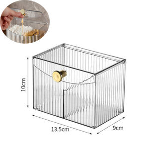 Flip Cover Style Transparent Dust-proof Cotton Swab Storage Box Home Desktop Lipstick And Makeup Cotton Organizer