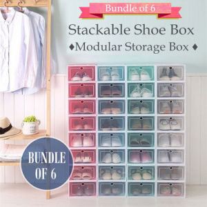 6 Box BIG SIZE Shoes Box Stackable Storage Rack Organiser Shoe Cabinet Drawer Shelf