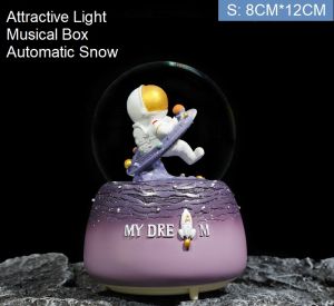 [Local Seller] Automatic Snow Globe Music Box Decoration Girls Kids Granddaughters Birthday Gift Elsa Unicorn Castle Cat Astronaut