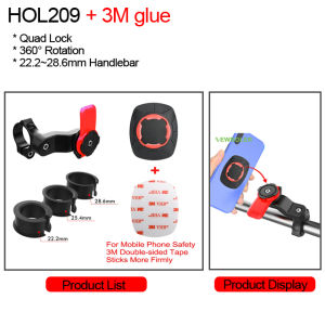 Newboler Magnetic Motorcycle Bicycle Phone Holder 3M Tape Universal Quick Mount Bike Mobile Phone Stand 360° Rotation Cycling Handphone Holder