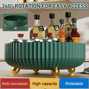 360° Rotating storage rack Large capacity Condiment Rotating Tray Makeup Organizer