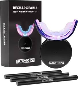 Teeth Whitening LED Kit with Gel Pen Teeth Whitener Mouthpiece Wireless 16 Minute Treatment Enamel/Sensitivity Free Remove Stains from CoffeeWineSodaFood Black
