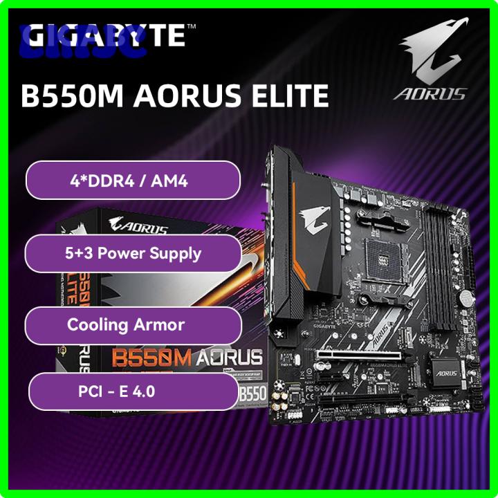 LKFJC Gigabyte B 550M Aorus Elite Moederbord Amd Ryzen B550 Socket Am4 ...