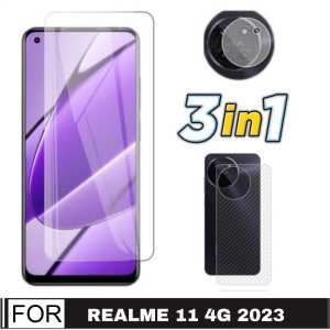 Promo Paket 3 in 1 Tempered Glass Realme C67 4G / Realme 11 4G 2023 / Realme C51 NFC / Realme C53 NFC / Realme Narzo 50i Prime 2022 Anti Gores Layar Bening + Garskin + Kamera