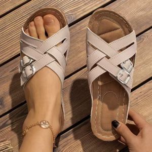 [Free Shipping] WomenS Wedge Heel Sandals With Fish-Mouth Design And Buckle Detail Size 43 Large Size WomenS Shoes Thick-Soled Sandals