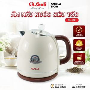 Ấm đun nước siêu tốc Gali GL-17X 1.7L thân inox SUS 304 an toàn tuyệt đối đun nhanh tiết kiệm bảo hành chính hãng 24 tháng