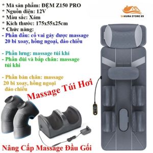 Đệm Massage Toàn Thân Da Cao Cấp Zlife Nệm Massage Ngọc Bích Xoa Bóp Giảm Đau Mỏi Phục Hồi Sức Khỏe