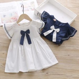NOBLELUX Cotton Baby Girls Dresses Sleeveless Bowknot Ruffle Kids Sundress Dresses Fashion Cute Sweet Costumes for 1- 5Y Girl Toddler Clothes