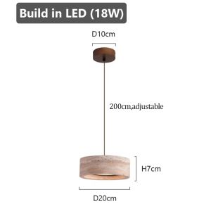 Cave Stone Yellow Travertine E27 Led Pendant Lamp Wood Walnut Color Bedroom Hanging Light Fixture Retro Bar Restaurant Home Dec