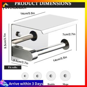 【Fast Shipping】 Stainless Steel Toilet Paper Holder Wall Mounted Punch-Free Bathroom Accessories Durable Silver Finish