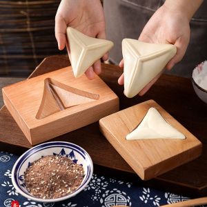 CHAOSON Non-stick Wooden Triangle Baozi Mold Easy To Release Sturdy Sushi Rice Press Shaper Creative Manual Steamed Bread Making Tools Kitchen