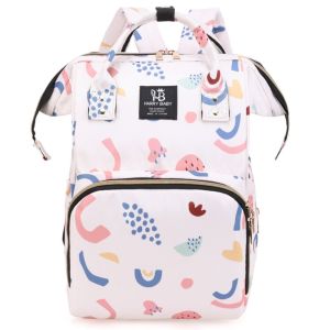 WARM STOP Korean Style Mummy Bag Multi-function Print Nappy Backpack Simple Baby Care Storage Baby Diaper Organizer Baby
