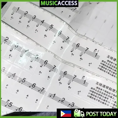 Hot! Transparent Piano Keyboard Sticker 49 61 76 88 Key Electronic Keyboard 88 Key Piano Stave Note Sticker for White Keys