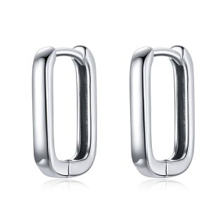 BAMOER Silver Square buckle Earrings 925 Sterling Silver Classic French Earring for Women Party Wedding Fine Jewelry BSE478