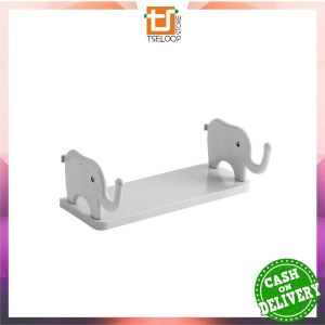 OFM-C864 Rak Dinding Tempel Kamar Mandi Motif Gajah Tanpa Paku Serbaguna / Rak Dapur dengan Gantungan / Rak Gantung Multifungsi Storage Rack Import