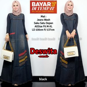 Zaskia Overall Jeans Wanita XXL - Overall Rok Kodok Jeans Terbaru - Fashion Muslimah