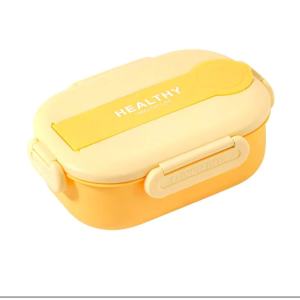 2-grid stainless steel insulated bento lunch box with leakproof design includes soup bowl spoon and fork (6710)