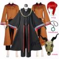 new Anime The Ancient Magus Bride Chise Hatori Elias Ainsworth Cosplay Mask Wig Costume Uniform Necklace Evil Horn Latex Mascara Cos. 