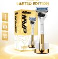 Gillette MVP Limited Edition MVP Set  ( 1 X  Premium Metal Handle + 5 X refill blades + 1x Golden Magnetic Stand ). 