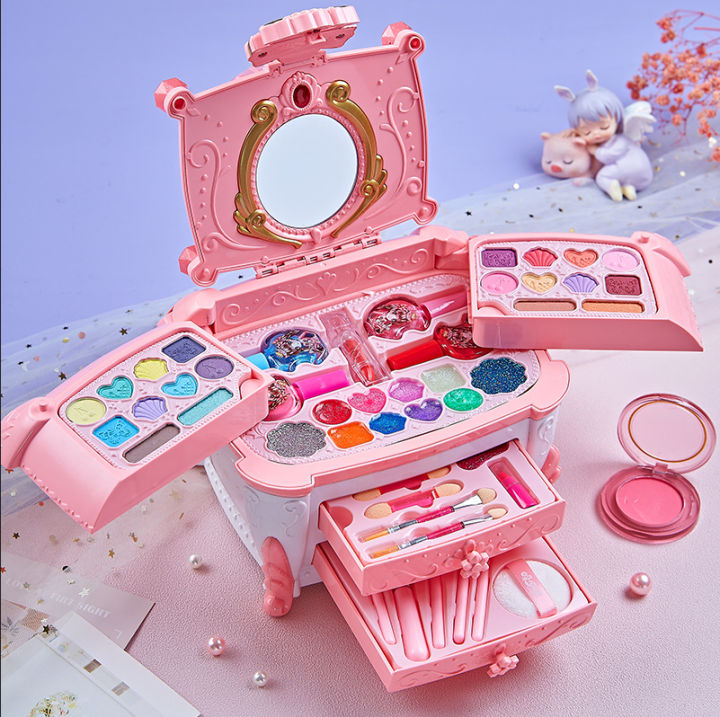 32Pcs Make Up Set for Kids Non Toxic Toys Girl Princess Makeup Kit Washable  Non Toxic Make Up Kit Toy Set with Mirror Retro Beauty Makeup Box | Lazada  PH