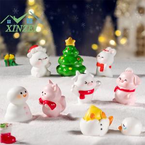 💖💓 รูปปั้นขนาดเล็กรูปตัวการ์ตูนน่ารักทำจากเรซินสัตว์ขนาดเล็กสำหรับเทศกาลคริสต์มาสรูปปั้นสุนัขหมูขนาดเล็กประดับบนโต๊ะของตกแต่งบ้านงานฝีมือ