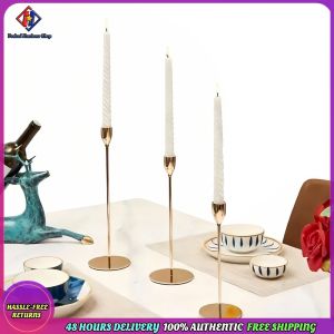 Vodool 3Pcs Gold Candle Holders Candle Stick Holder for Party Dinning Housewarming Gift