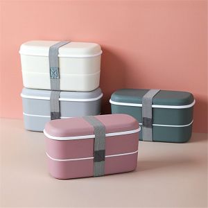 LYMEDIA Refrigerator Double Layers Fresh-keeping Food Container Microwavable Dinnerware Lunch Box Bento Box