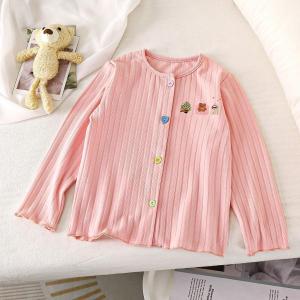 3 Colors Girls Korean Knitted Cardigan Sweater Cartoon Jacket Childrens Long Sleeve Top 5-15 Yrs