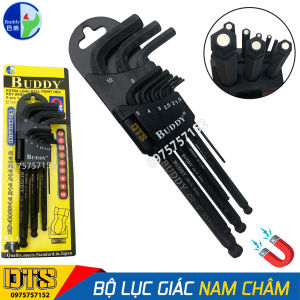 Bộ 9 cây lục giác bi bộ hoa thị đa năng Nhật Bản BUDDY có nam châm chìa lục giác bông mai có lỗ âm thép S2 cao cấp siêu cứng bộ khoá lục giác chìm bộ bông hoa thị bo luc giac van bulong ốc vít