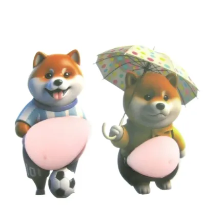 OKKFINE Chubby Shiba Inu 3D Shiba Inu Stickers Dog Belly Sticker Squeezable 3D Stickers Cute Soft Pink Background 3D Cute Puppy Sticker Childrens Birthday Party
