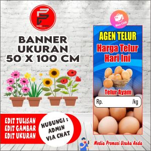 Banner Jual Telor / Banner Agen Telor / Spanduk Jual Telur / Spanduk Agen Telur Ukuran 50 x 100 cm Bisa COD