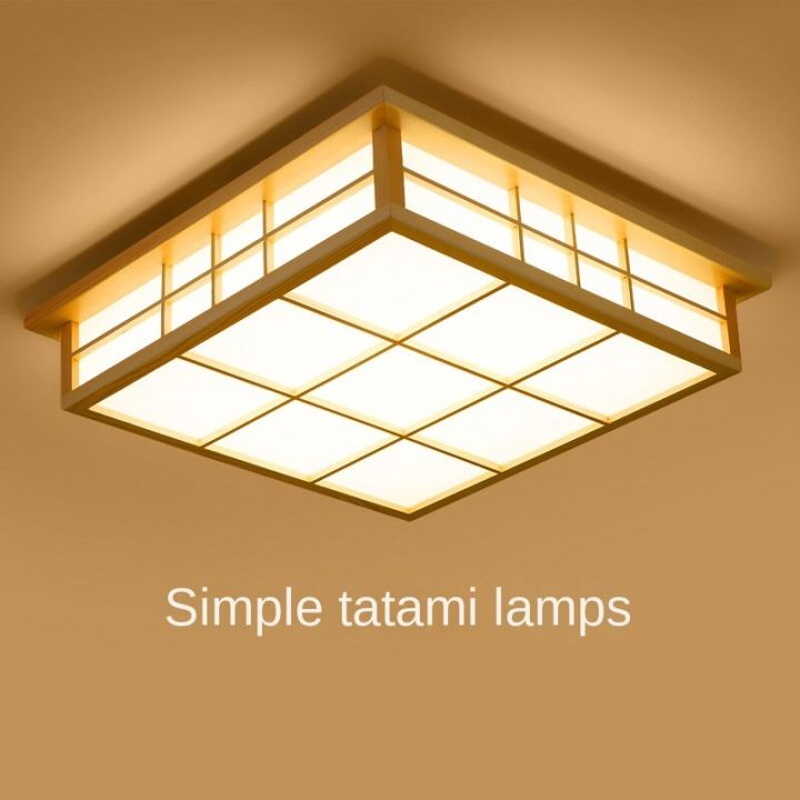 Japanese Style Ceiling Lamp Tatami Led Bedroom Light Log Simple Solid