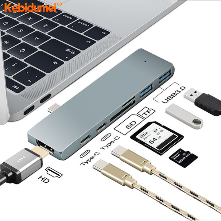 Kebidumei 7 in 1 USB C HUB 100W PD Type C HUB Adapter Type C to HDMI
