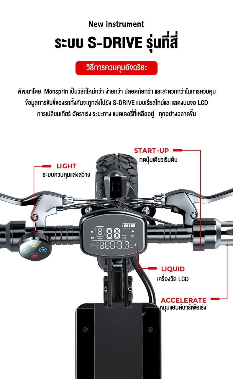 MONSPRIN Q7 สกูตเตอรไฟฟ้า ออฟโรด ปรับได้ 3เกียร์ พับได้ ระยะ 40-150km ความเร็ว 55KM/H สกู๊ตเตอร์ รถไฟฟ้า scooter SEALUP