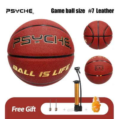 Psyche Original Basketball Ball Standard Size 7 Leather Adults Outdoor Indoor (with Free Pin、 Net、Pump)